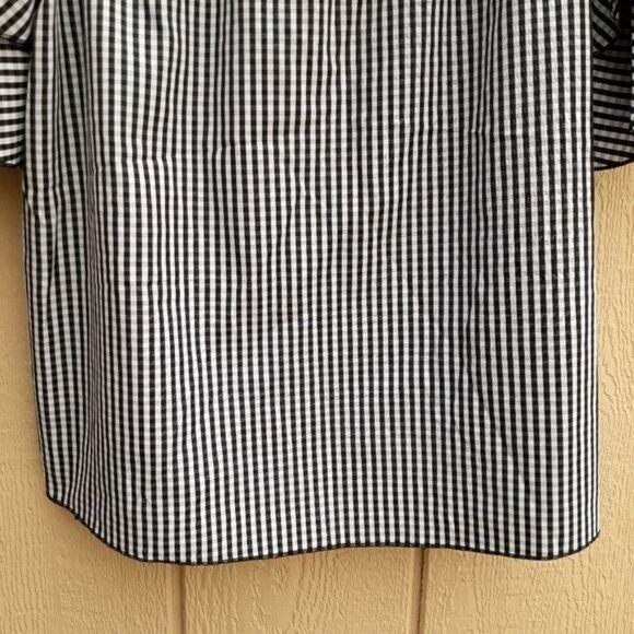 Picnic Gingham Plaid Off The Shoulder Tiered Ruffle Statement Sleeve Top Sz XL - Picture 6 of 11
